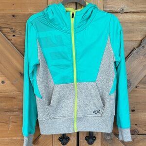 Fox Teal and Gray Kids Hoodie
